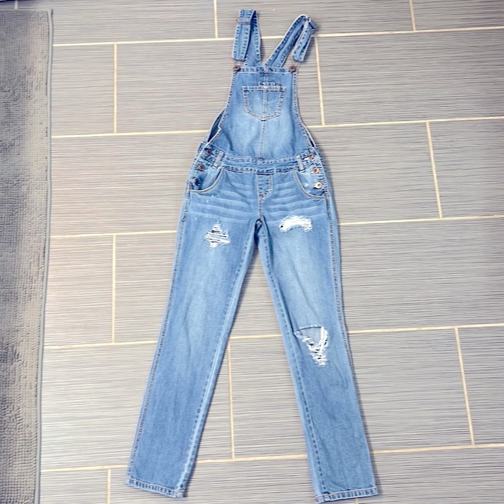 American Rag - Distressed Denim Overalls - 0